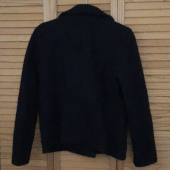 J.Crew Black Italian Boiled Wool Double Breasted Jacket Size 6 - Picture 2 of 8